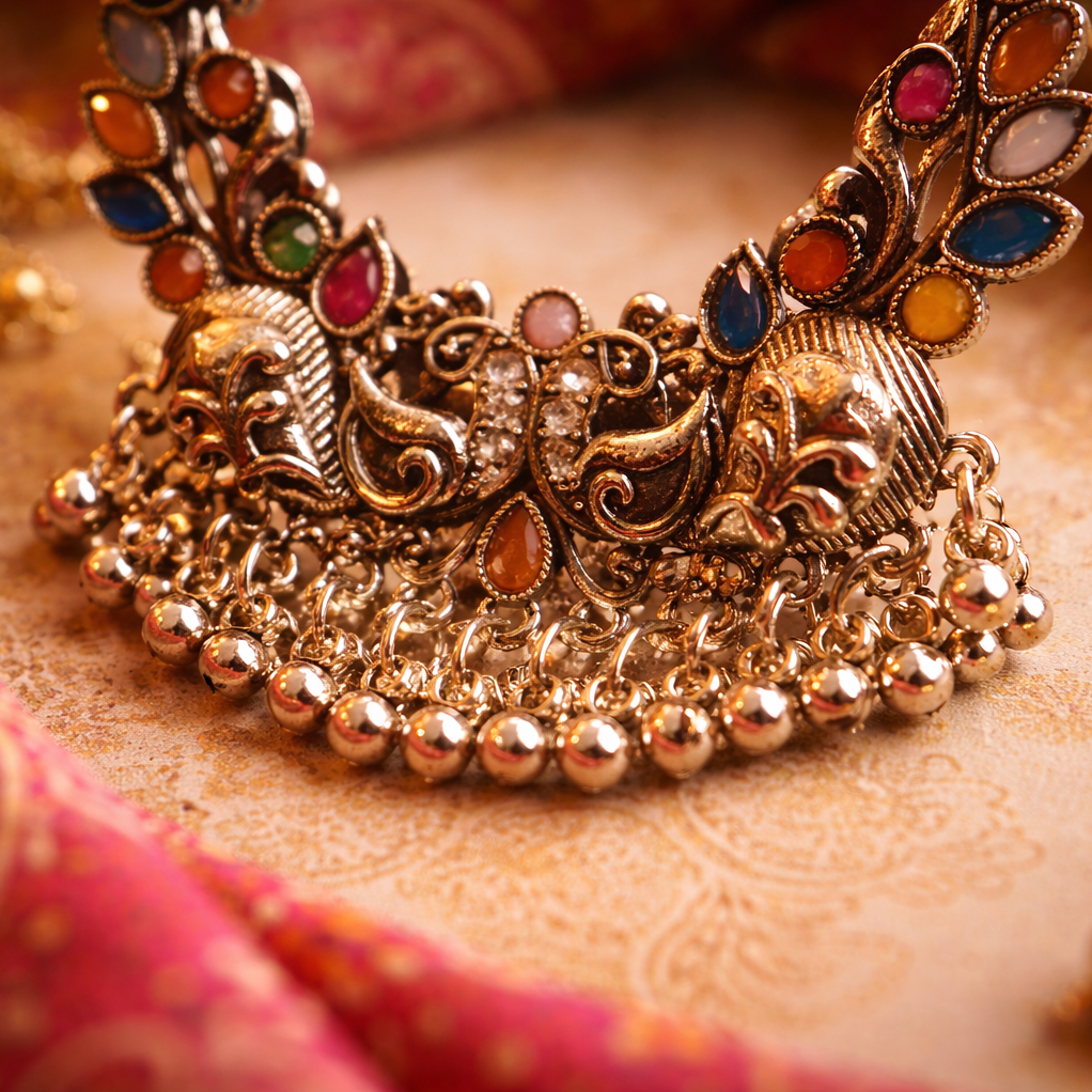 VISINORY Rajasthani Kashmiri Long Earrings - Image 2