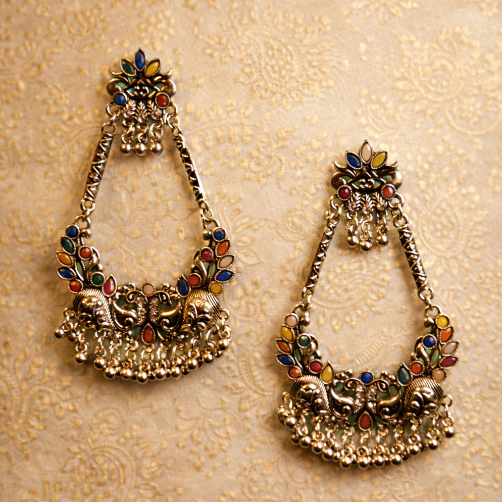 VISINORY Rajasthani Kashmiri Long Earrings - Image 3