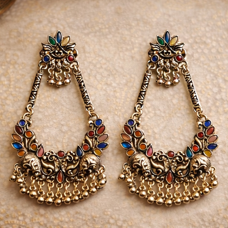 VISINORY Rajasthani Kashmiri Long Earrings - Image 5