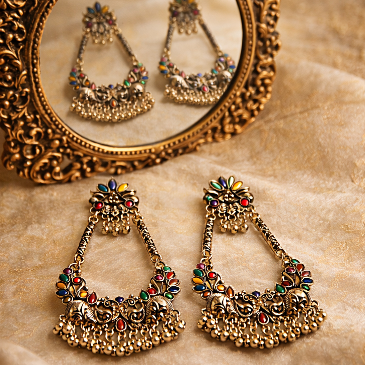 VISINORY Rajasthani Kashmiri Long Earrings - Image 6
