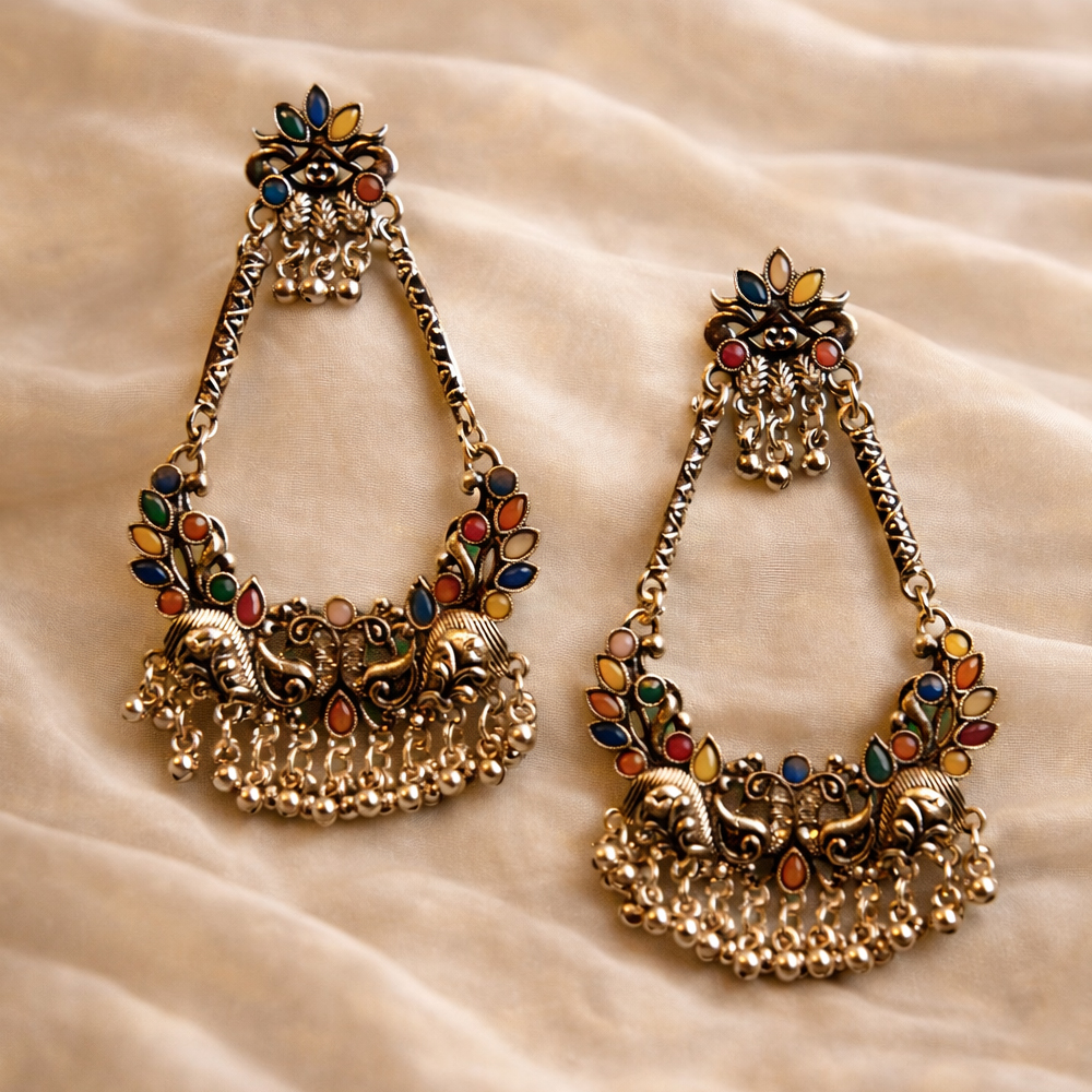 VISINORY Rajasthani Kashmiri Long Earrings - Image 10