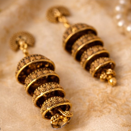 VISINORY Golden Oxidised Bell Jhumka - Image 7