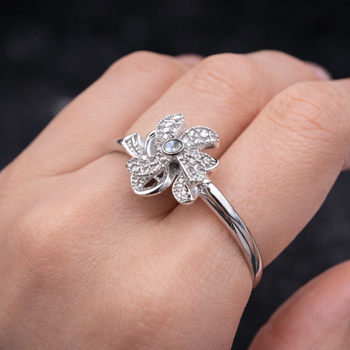 VISINORY IMPERIAL SILVER BLOOSOM RING - Image 2